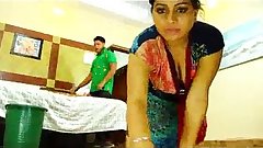 a maid fucked by her boss on the bed