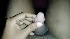 Me masturbating my black dick on bed