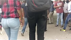 Sexy Indian round ass girl walking in public